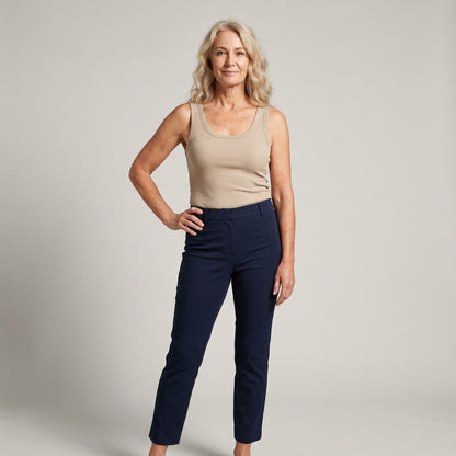 Close-up of the rib knit on Maggie's ribbed cotton built-in bra tank