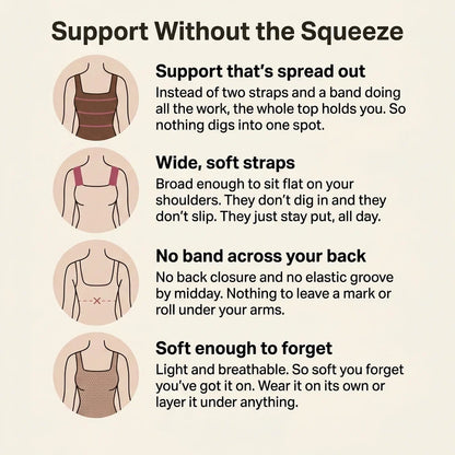 Maggie's built-in bra comfort tank shown up close